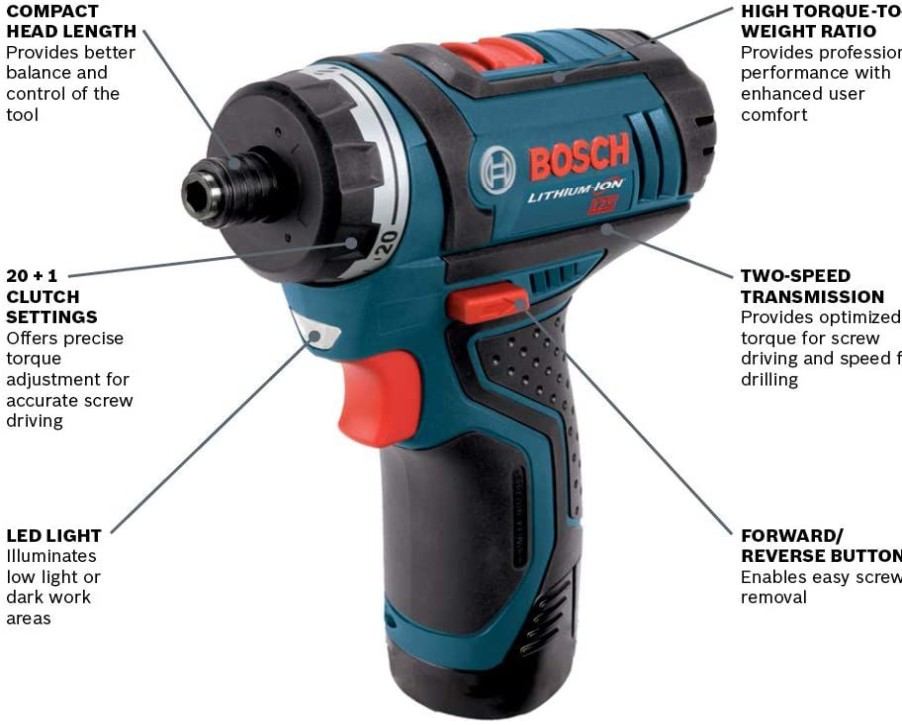 Cordless * | Bosch Ps21-2A Pocket Driver Kit