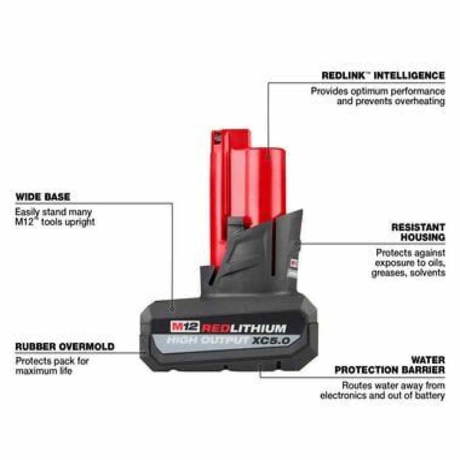 Cordless * | Milwaukee 48-11-2450 M12 Redlithium Xc5.0 Battery Pack