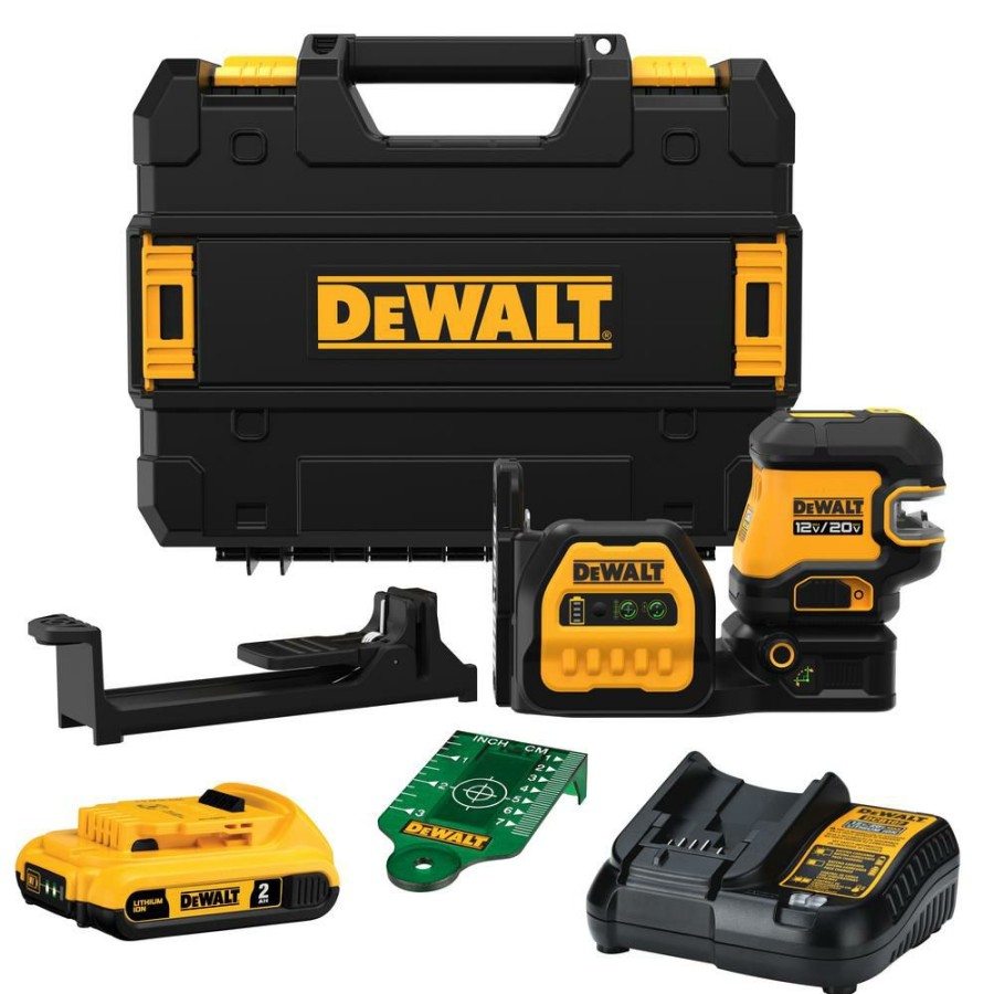 Cordless * | Dewalt Dcle34220G 12V / 20V Max Cross Line 2-Spot Combo Green Laser Kit