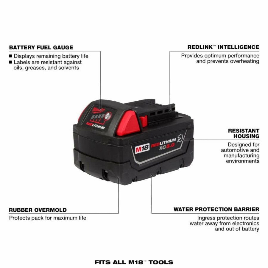 Cordless * | Milwaukee 48-11-1850R M18 Redlithium Xc5.0 Resistant Battery