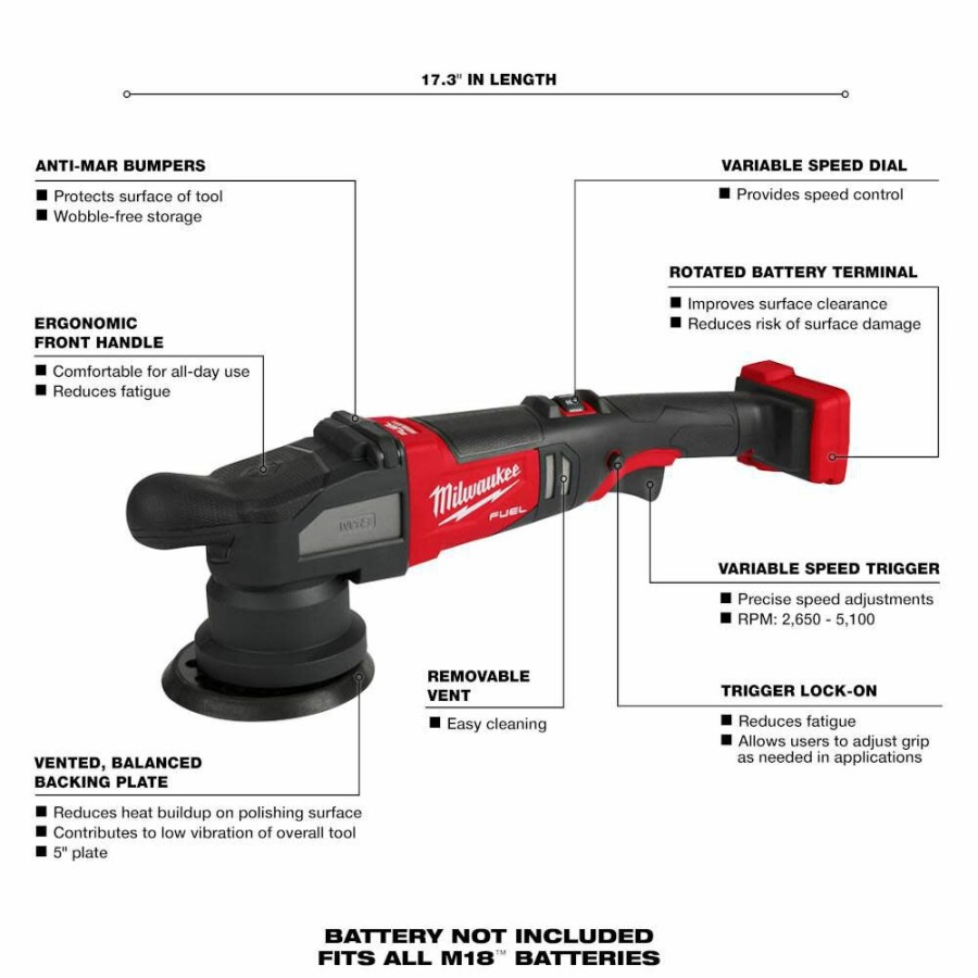 Cordless * | Milwaukee 2684-20 M18 Fuel 15Mm Random Orbital Polisher (Tool Only)