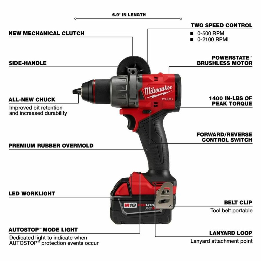 Cordless * | Milwaukee 2903-20 M18 Fuel 1/2 Drill/Driver (Tool Only)