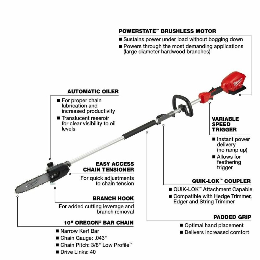 Cordless * | Milwaukee 2825-20Ps M18 Fuel 10 Pole Saw