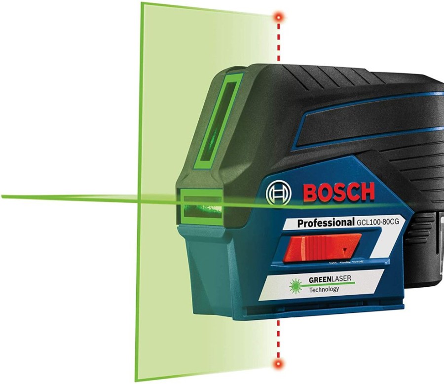 Cordless * | Bosch Gcl100-80Cg 12V Max Connected Green-Beam Cross-Line Laser With Plumb Points