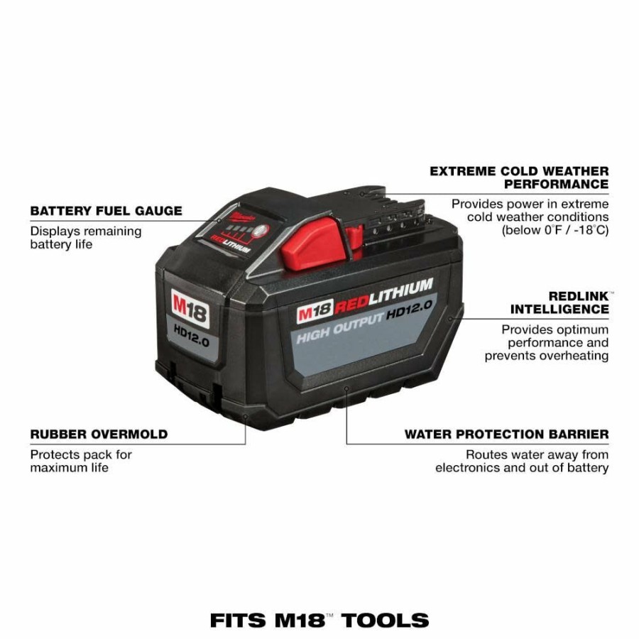 Cordless * | Milwaukee 48-11-1812 M18 Redlithium High Output Xc12.0 Battery