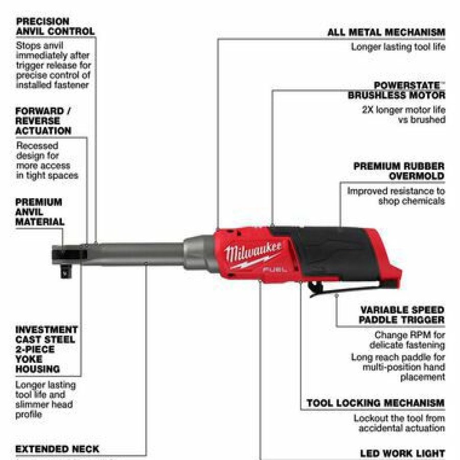 Cordless * | Milwaukee 2569-20 3/8 Extended Reach High Speed Ratchet (Tool Only)