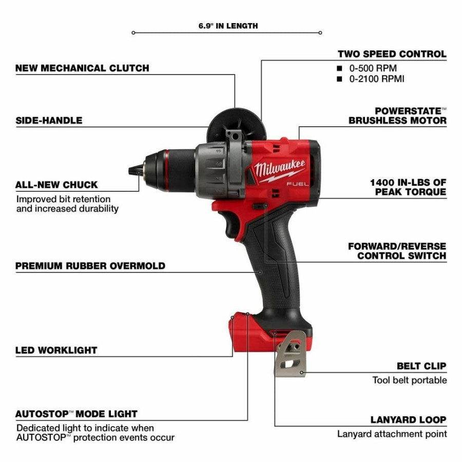 Cordless * | Milwaukee 2904-20 M18 Fuel 1/2 Hammer Drill-Driver (Tool Only)