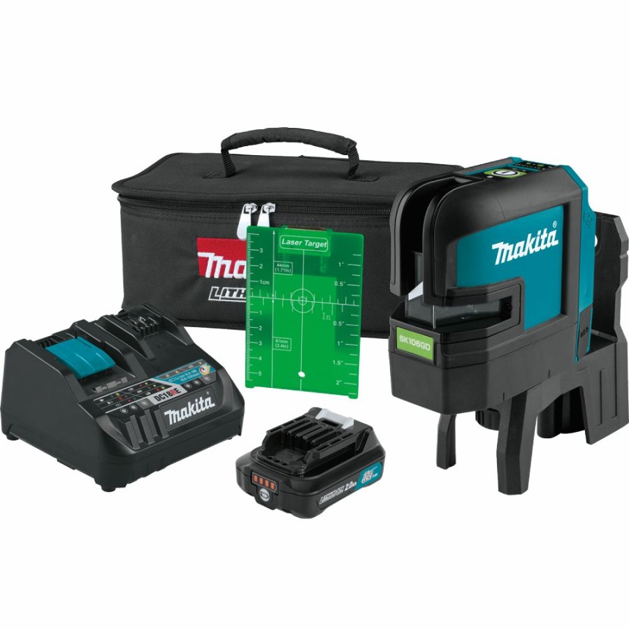 Cordless * | Makita Sk106Gdnax 12V Max Cxt Cordless Cross-Line/4-Point Green Beam Laser Kit