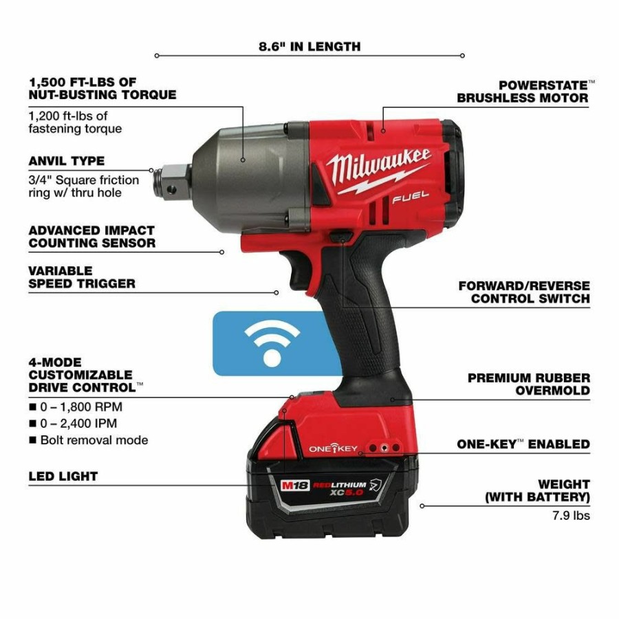 Cordless * | Milwaukee 2864-22R M18 Fuel Impact Wrench Kit