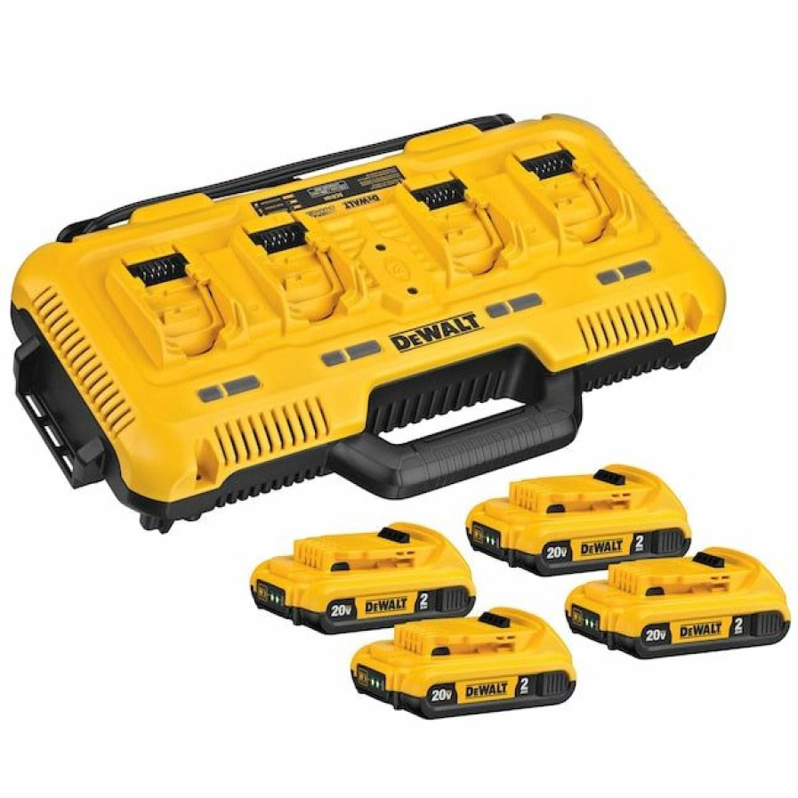 Cordless * | Dewalt Dcb104D4 Multiport Simultaneous Battery Charger With 2.0 Amp-Hr Battery 4-Pack